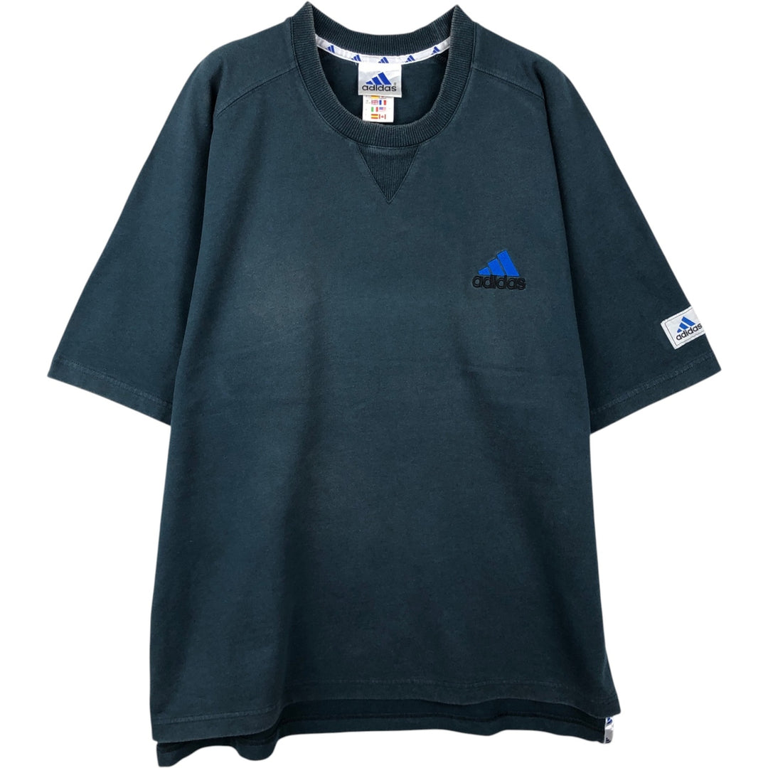 Vintage 90'S Adidas logo T-shirt, men's size XL cotton Green type dark green Vintage Second Hand