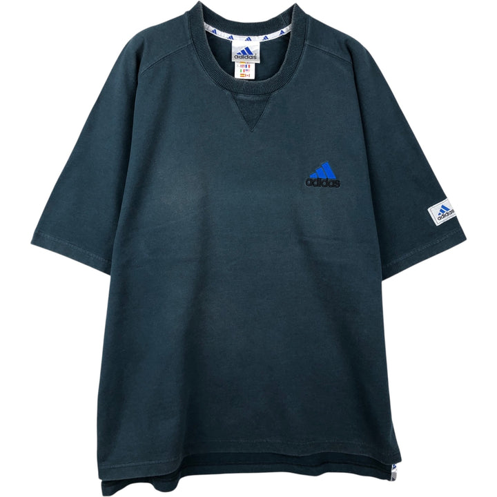 Vintage 90'S Adidas logo T-shirt, men's size XL cotton Green type dark green Vintage Second Hand