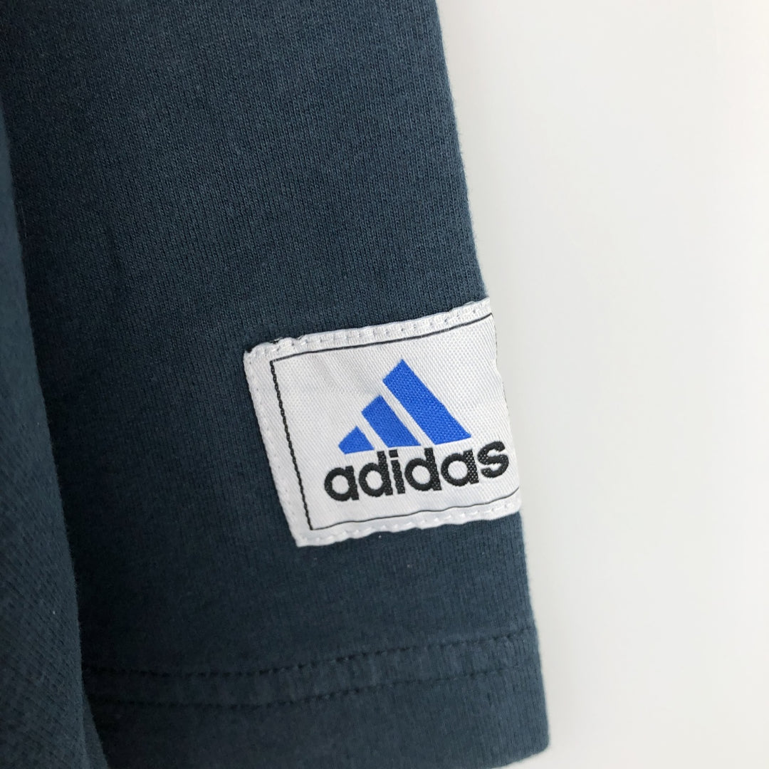 Vintage 90'S Adidas logo T-shirt, men's size XL cotton Green type dark green Vintage Second Hand
