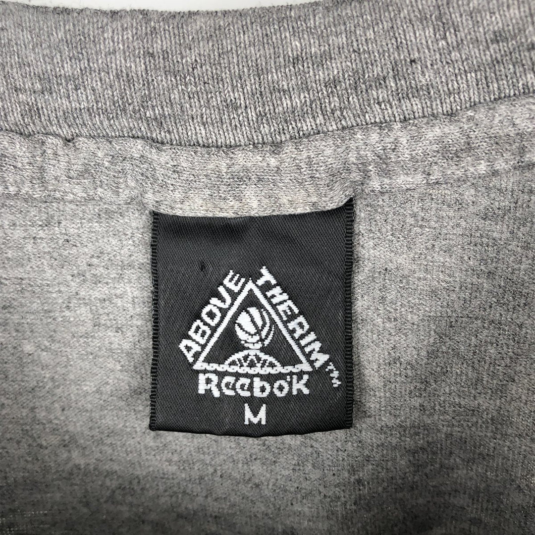 90'S Reebok ABOVE THE RIM logo print T-shirt, Made in USA, Men's size M equivalent, Vintage cotton gray type Vintage Second Hand