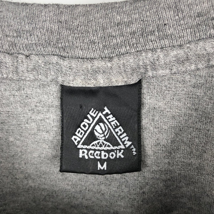 90'S Reebok ABOVE THE RIM logo print T-shirt, Made in USA, Men's size M equivalent, Vintage cotton gray type Vintage Second Hand