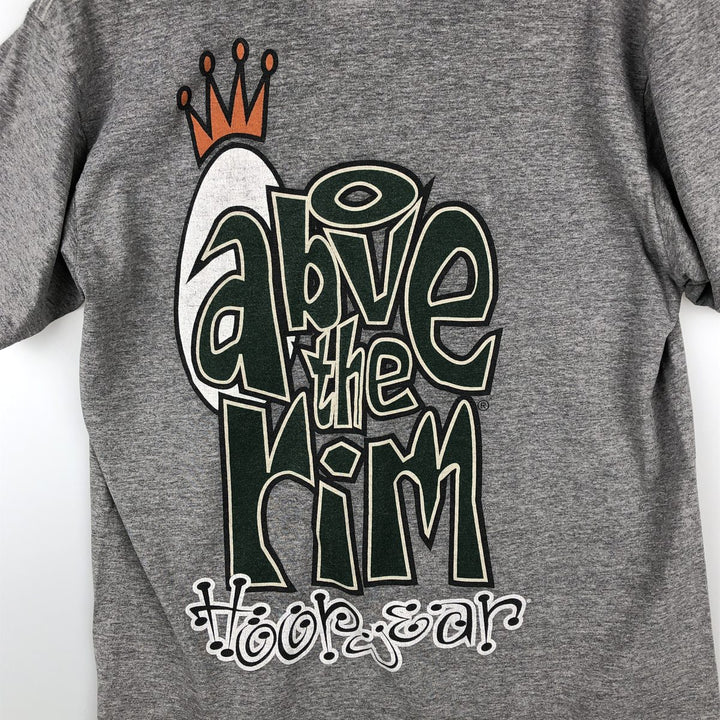 90'S Reebok ABOVE THE RIM logo print T-shirt, Made in USA, Men's size M equivalent, Vintage cotton gray type Vintage Second Hand