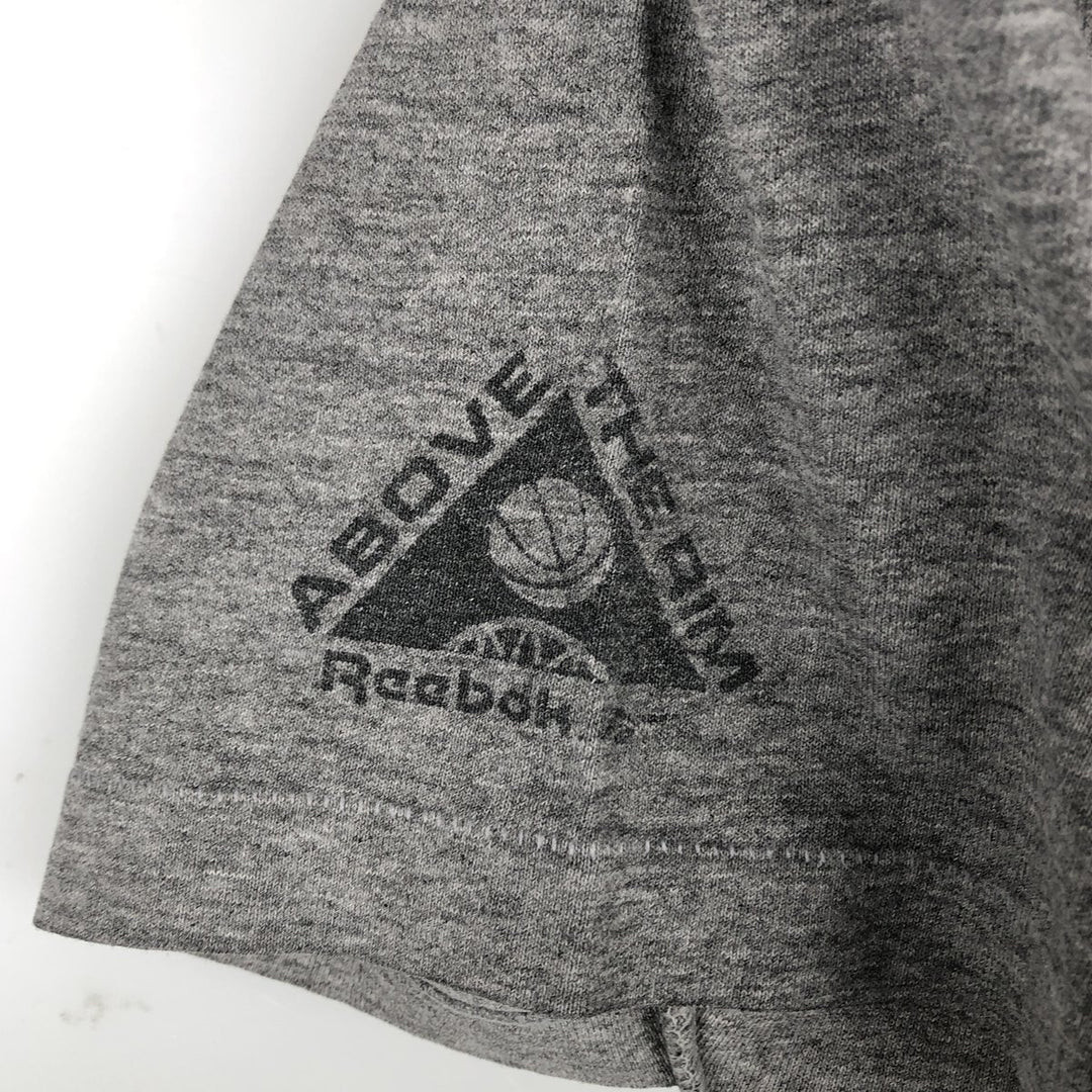 90'S Reebok ABOVE THE RIM logo print T-shirt, Made in USA, Men's size M equivalent, Vintage cotton gray type Vintage Second Hand