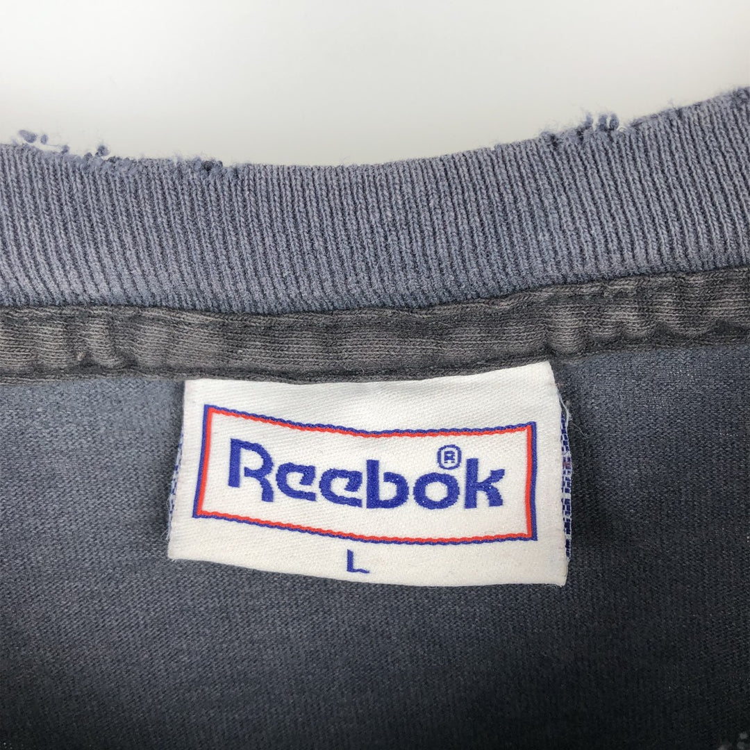 90'S Reebok Logo Print T-Shirt Made in USA Men's L Size Vintage cotton Charcoal Vintage Second Hand