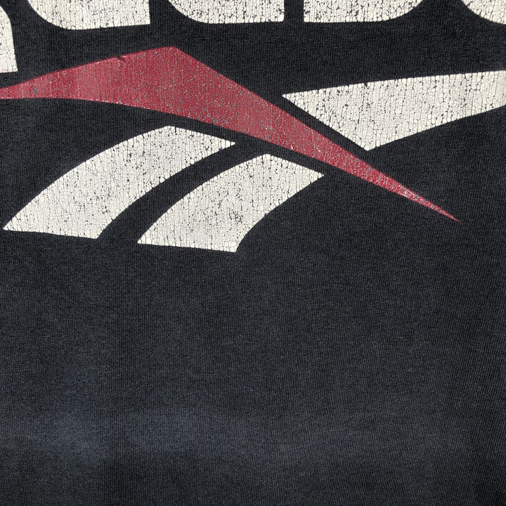 90'S Reebok Logo Print T-Shirt Made in USA Men's L Size Vintage cotton Charcoal Vintage Second Hand