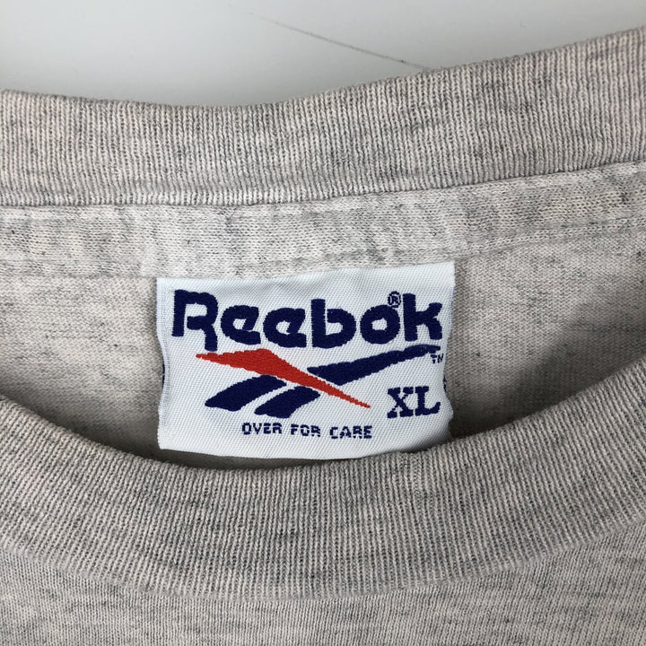 90'S Reebok sports print t-shirt, made in USA, men's size XL (approx.), vintage. cotton gray type Vintage Second Hand