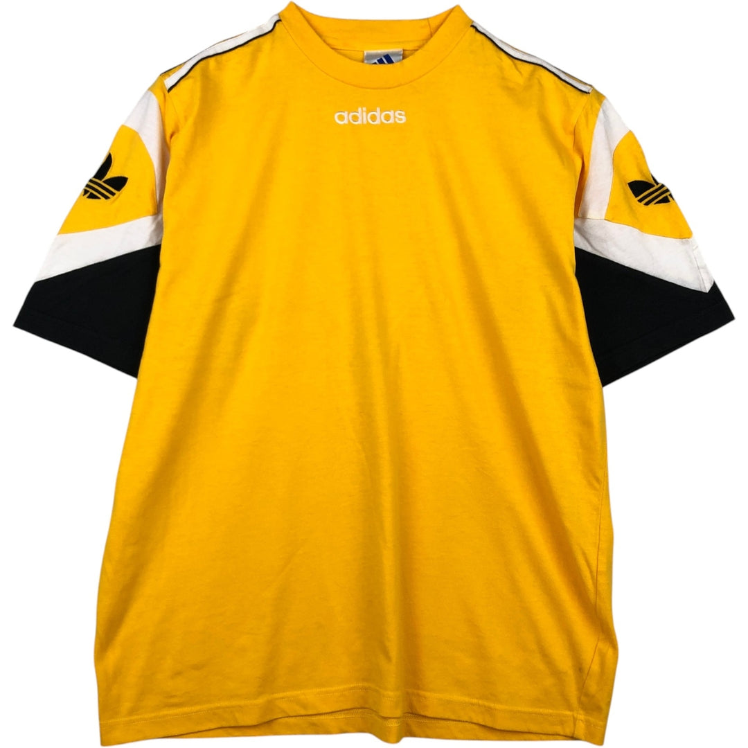 90s-00'S Adidas Originals logo T-shirt, men's size L (approx.) cotton yellow type Vintage Second Hand