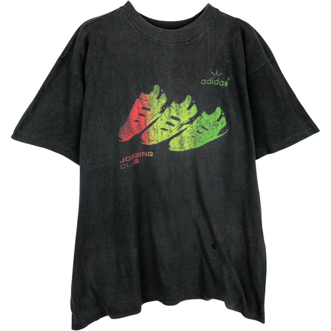 Adidas logo print t-shirt, men's size L (approx.), vintage. unclear gray type Vintage Second Hand