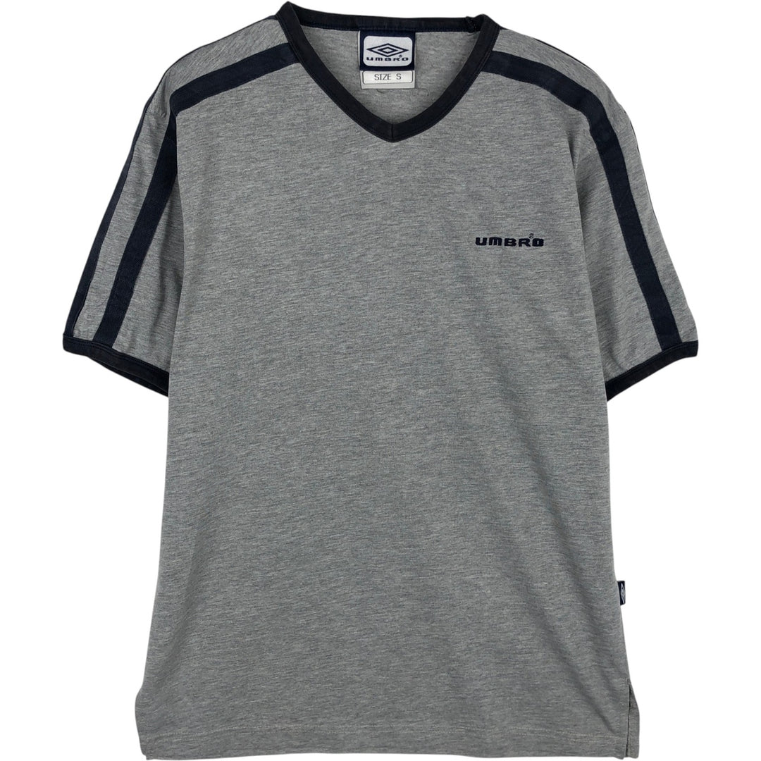 Umbro V-neck logo T-shirt, men's size S (approx.) unclear gray type Vintage Second Hand