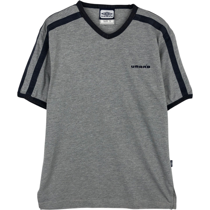 Umbro V-neck logo T-shirt, men's size S (approx.) unclear gray type Vintage Second Hand
