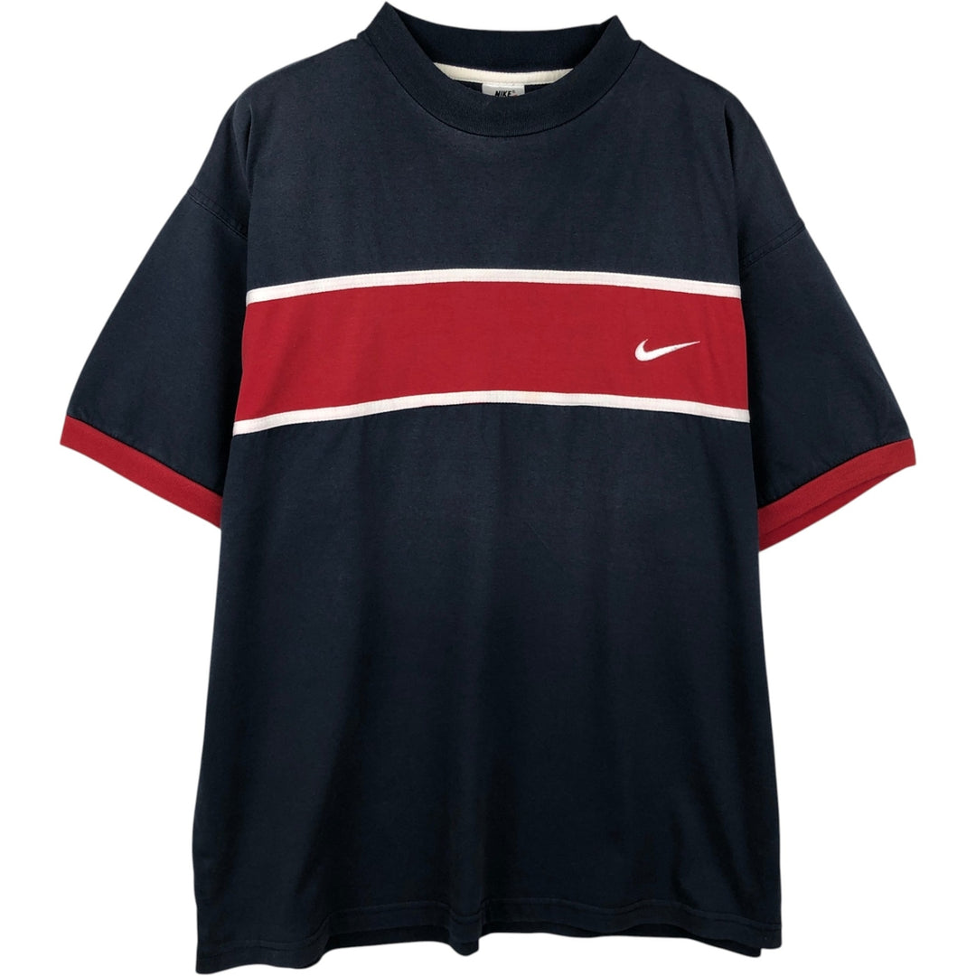 90s-era Nike logo t-shirt, men's size L equivalent, vintage. cotton navy blue type Vintage Second Hand
