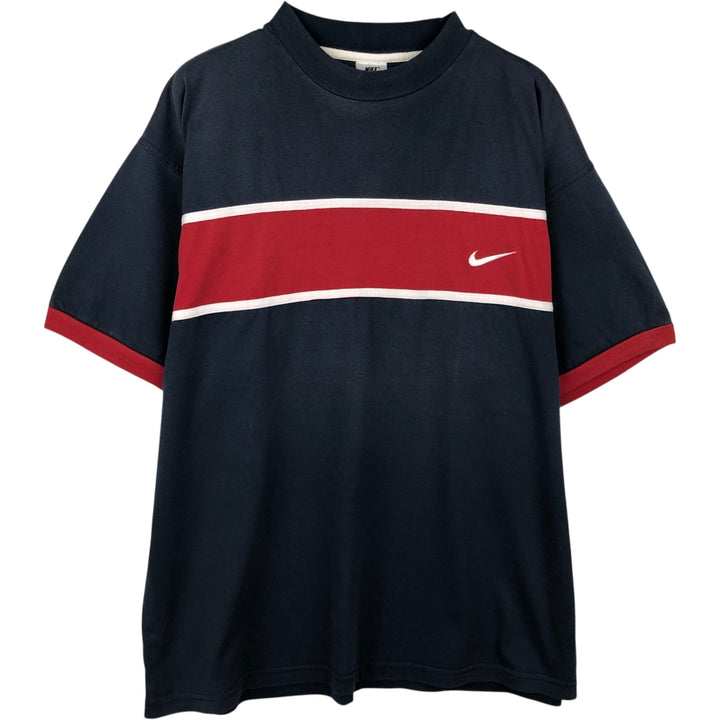 90s-era Nike logo t-shirt, men's size L equivalent, vintage. cotton navy blue type Vintage Second Hand