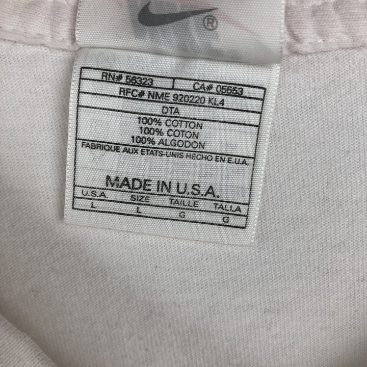 90s-era Nike V-neck T-shirt with a single logo, made in USA, men's size L equivalent, vintage. cotton white type Vintage Second Hand