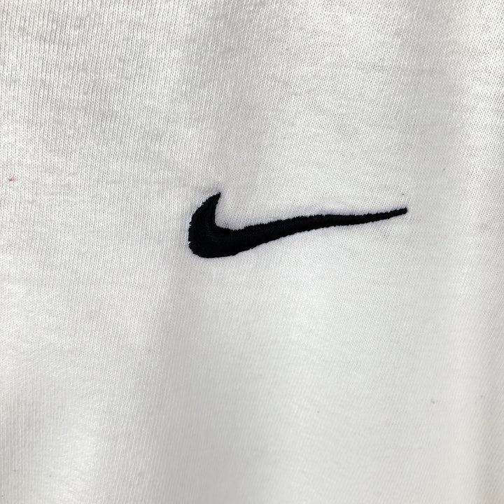 90s-era Nike V-neck T-shirt with a single logo, made in USA, men's size L equivalent, vintage. cotton white type Vintage Second Hand