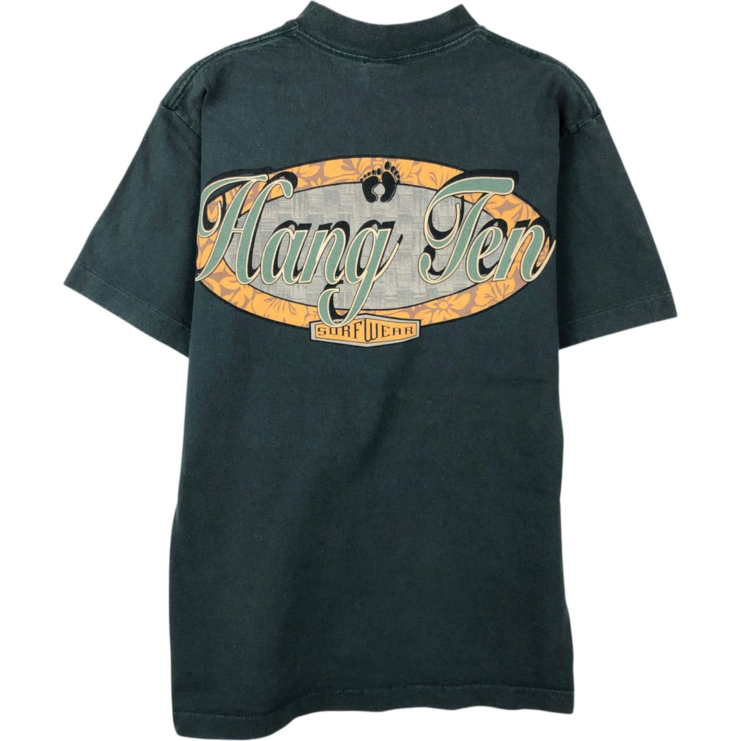 80s-90'S HANG TEN Back Logo Surf Skate T-Shirt, Made in USA, Men's Size M (Equivalent), Vintage cotton Green type dark green Vintage Second Hand