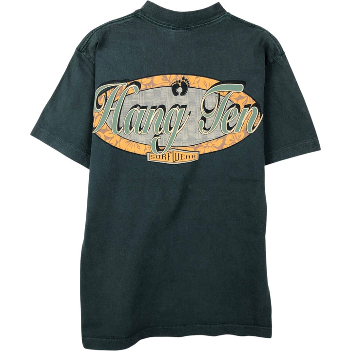 80s-90'S HANG TEN Back Logo Surf Skate T-Shirt, Made in USA, Men's Size M (Equivalent), Vintage cotton Green type dark green Vintage Second Hand