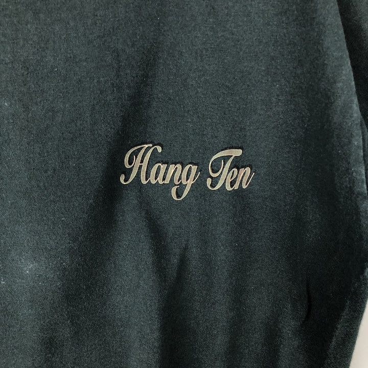 80s-90'S HANG TEN Back Logo Surf Skate T-Shirt, Made in USA, Men's Size M (Equivalent), Vintage cotton Green type dark green Vintage Second Hand