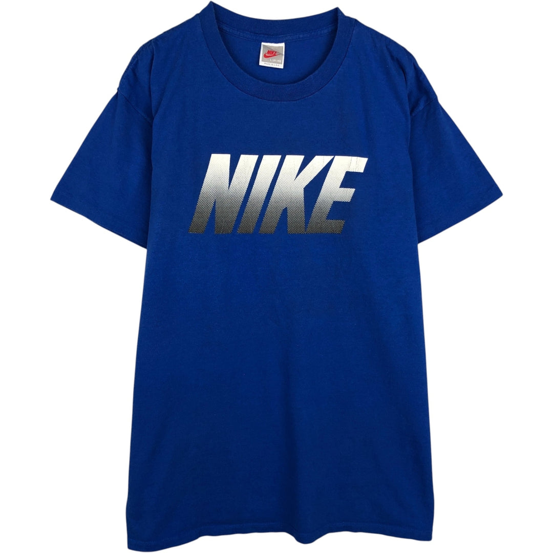 90'S Nike Silver Tag Logo Print T-Shirt Made in USA Men's L Size Vintage cotton blue type Vintage Second Hand