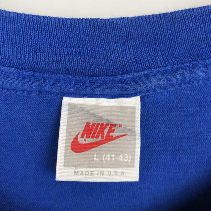 90'S Nike Silver Tag Logo Print T-Shirt Made in USA Men's L Size Vintage cotton blue type Vintage Second Hand
