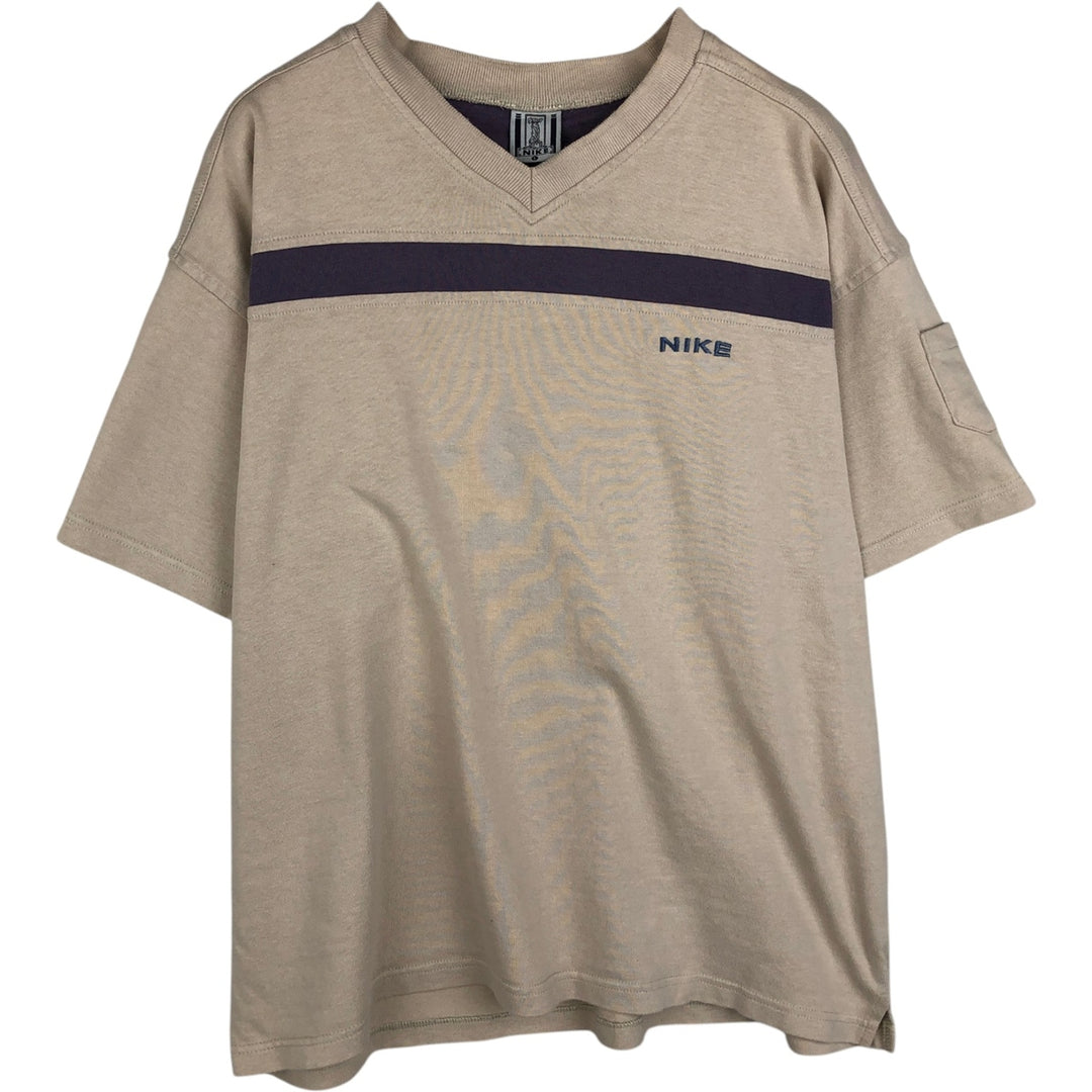 Nike V-neck logo t-shirt, men's size L (approx.), vintage. unclear Beige type Vintage Second Hand