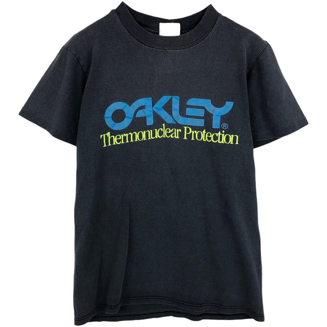 90'S Oakley logo print T-shirt, made in USA, men's size S equivalent, vintage. cotton black type Vintage Second Hand