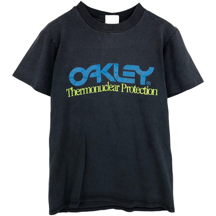 90'S Oakley logo print T-shirt, made in USA, men's size S equivalent, vintage. cotton black type Vintage Second Hand