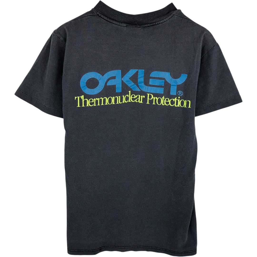 90'S Oakley logo print T-shirt, made in USA, men's size S equivalent, vintage. cotton black type Vintage Second Hand