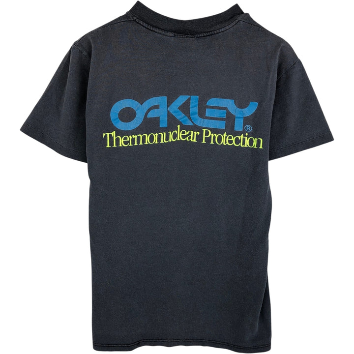 90'S Oakley logo print T-shirt, made in USA, men's size S equivalent, vintage. cotton black type Vintage Second Hand