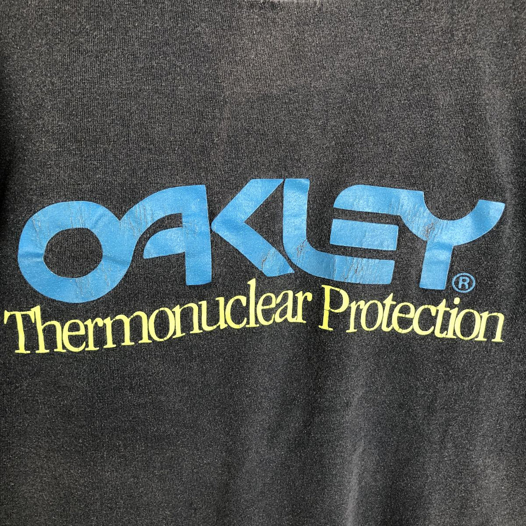 90'S Oakley logo print T-shirt, made in USA, men's size S equivalent, vintage. cotton black type Vintage Second Hand