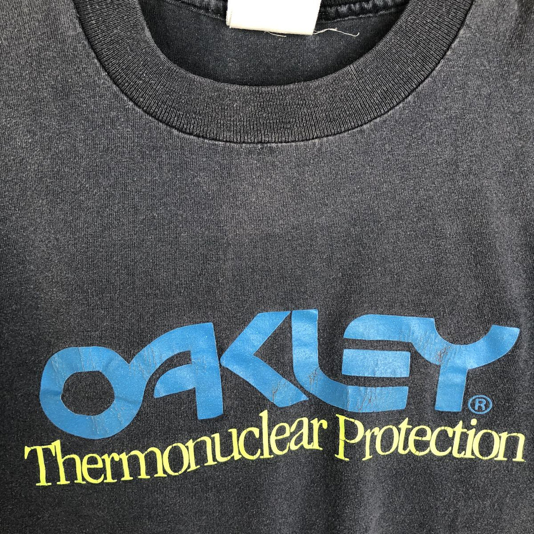 90'S Oakley logo print T-shirt, made in USA, men's size S equivalent, vintage. cotton black type Vintage Second Hand