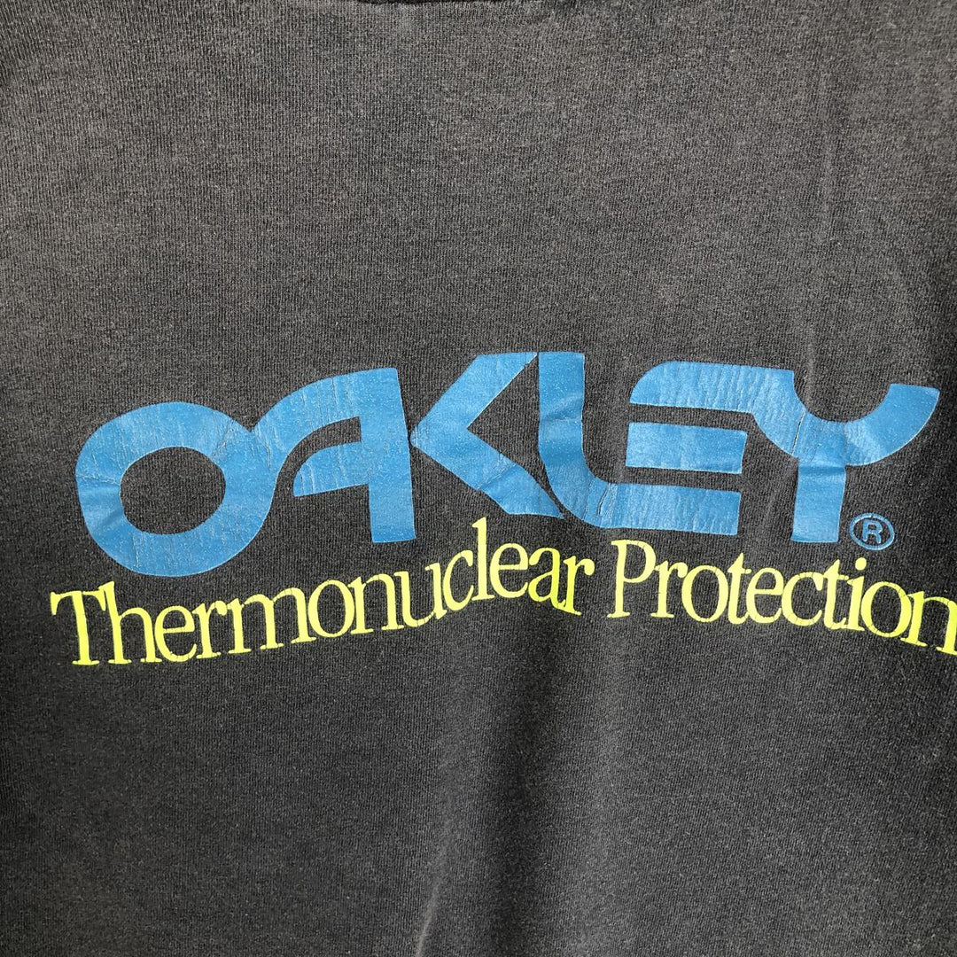90'S Oakley logo print T-shirt, made in USA, men's size S equivalent, vintage. cotton black type Vintage Second Hand