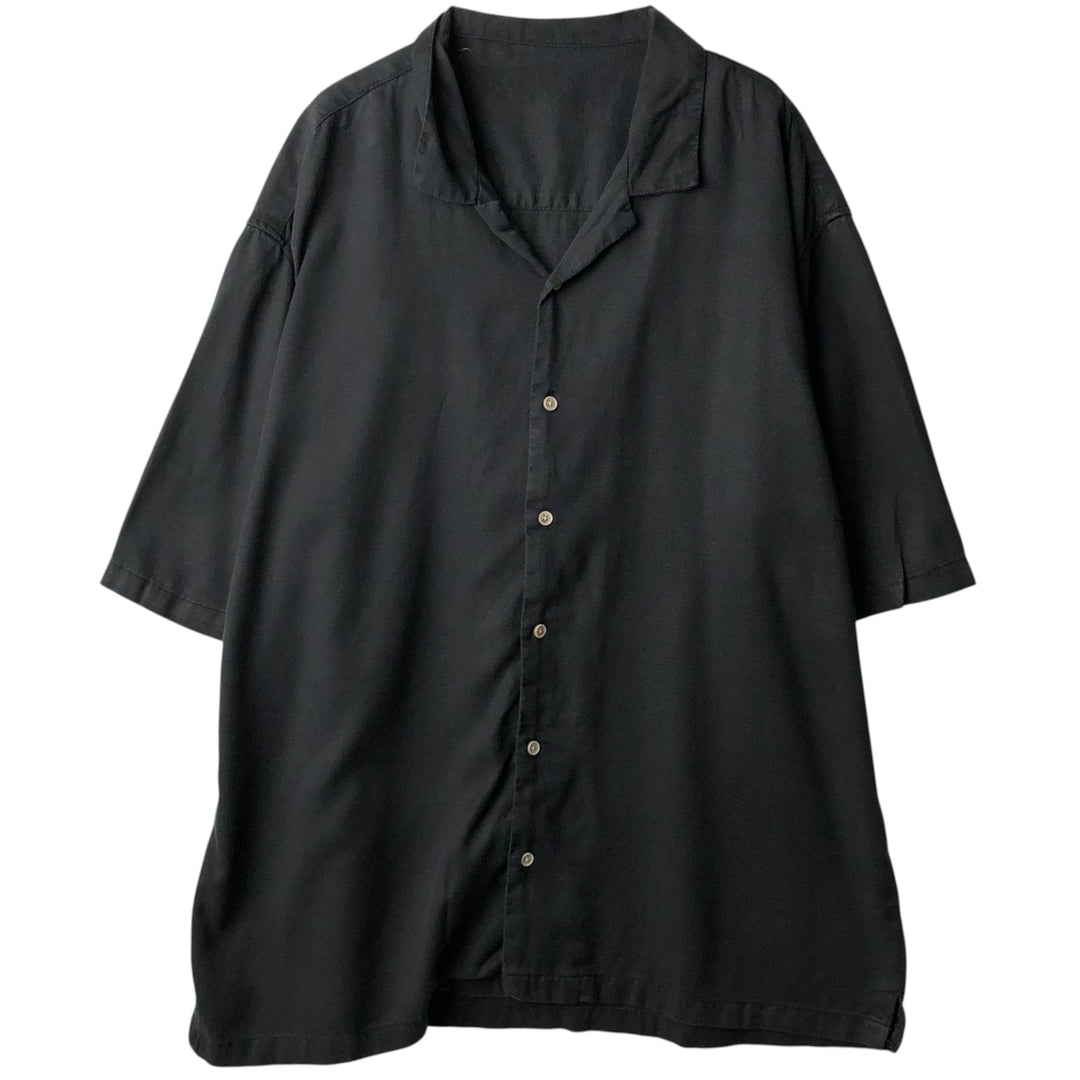 Short-sleeved open-collar box shirt, men's size L equivalent. unclear black type Vintage Second Hand