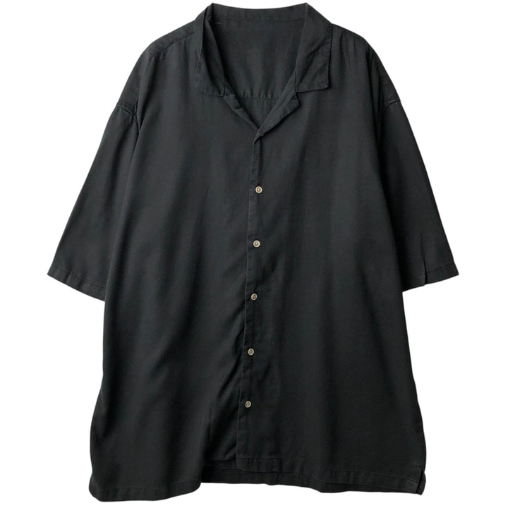 Short-sleeved open-collar box shirt, men's size L equivalent. unclear black type Vintage Second Hand