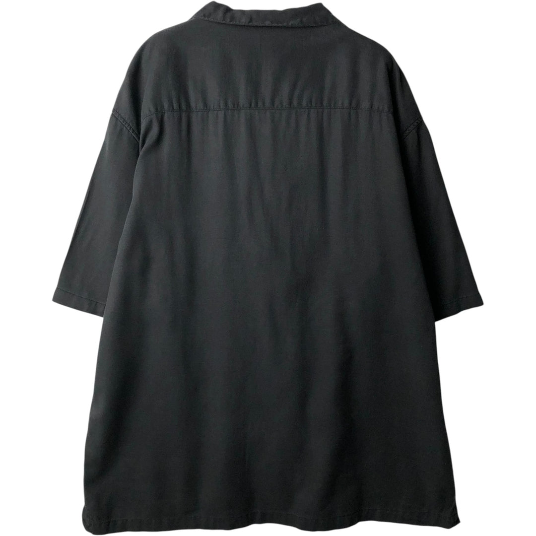Short-sleeved open-collar box shirt, men's size L equivalent. unclear black type Vintage Second Hand