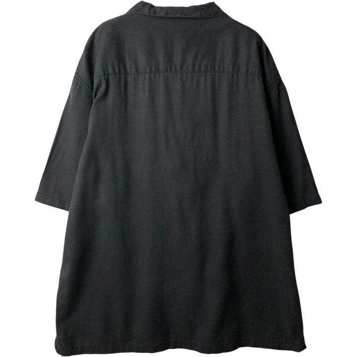 Short-sleeved open-collar box shirt, men's size L equivalent. unclear black type Vintage Second Hand