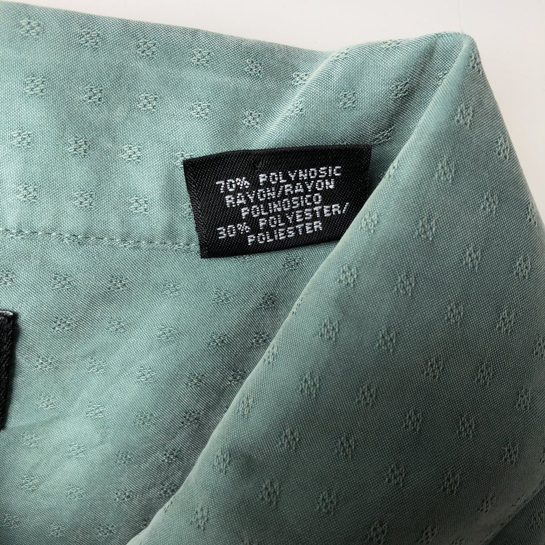 Haggar all-over print short-sleeved rayon box shirt, men's size L equivalent. Polynosic green type Vintage Second Hand
