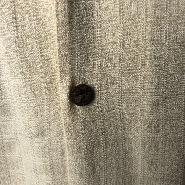 Jamaica Jaxx Check Pattern Short-Sleeve Open Collar Silk Shirt, Boxy Fit, Men's Size XL (approx.) silk yellow type Vintage Second Hand