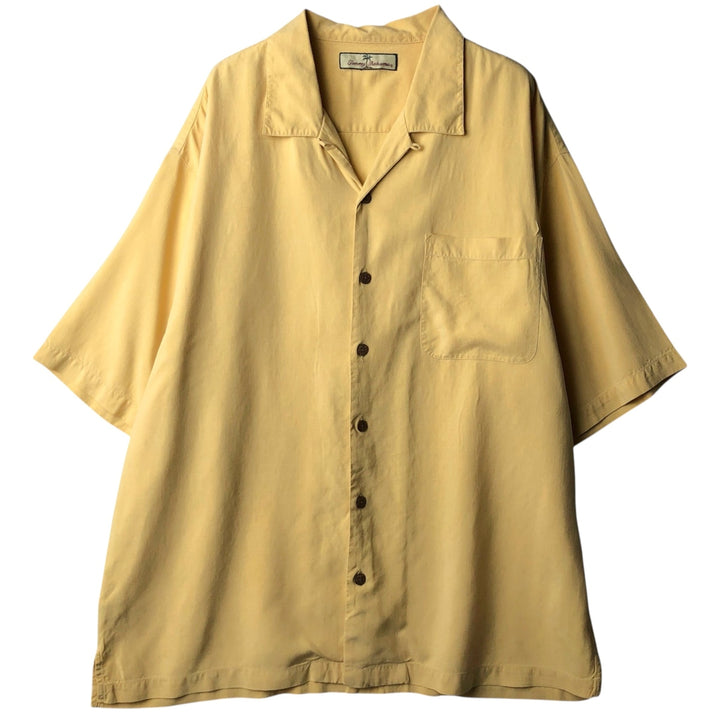 Tommy Bahama all-over print short-sleeved open-collar shirt, boxy style, men's size XL. unclear yellow type Vintage Second Hand