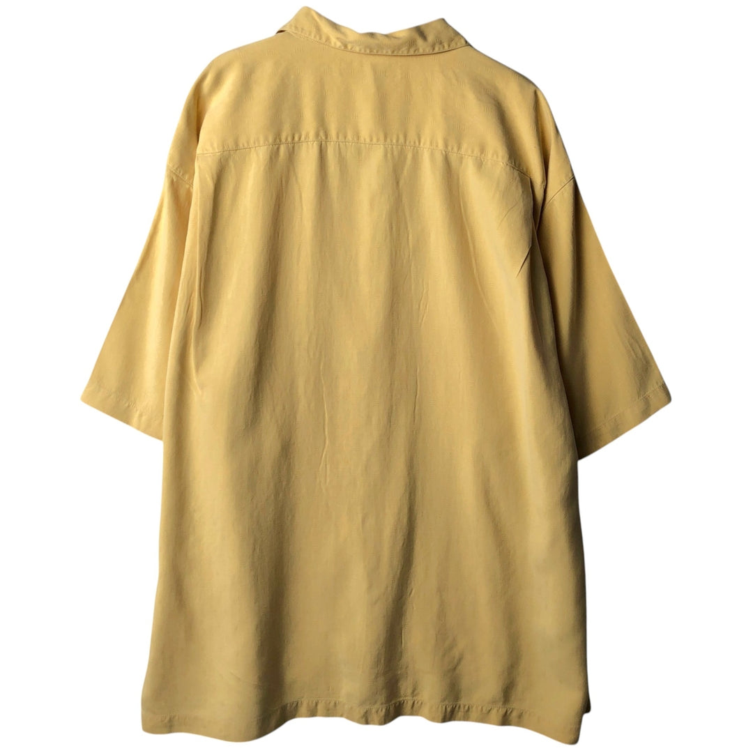 Tommy Bahama all-over print short-sleeved open-collar shirt, boxy style, men's size XL. unclear yellow type Vintage Second Hand