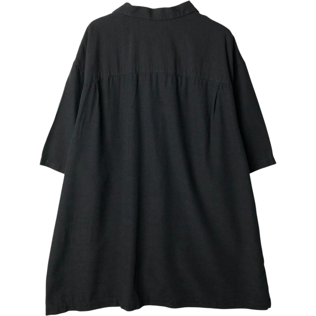 Paradise Collection Short-Sleeve Open-Collar Silk Shirt, Boxy Fit, Men's Size XL silk black type Vintage Second Hand