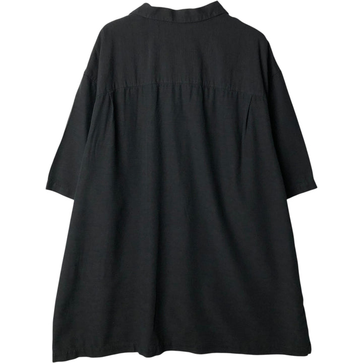 Paradise Collection Short-Sleeve Open-Collar Silk Shirt, Boxy Fit, Men's Size XL silk black type Vintage Second Hand