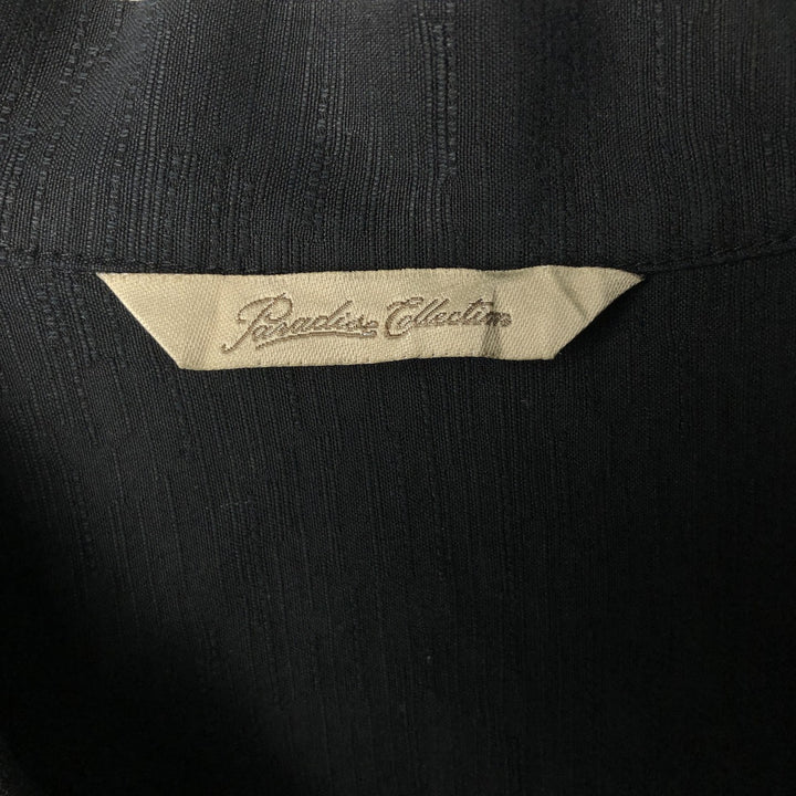 Paradise Collection Short-Sleeve Open-Collar Silk Shirt, Boxy Fit, Men's Size XL silk black type Vintage Second Hand