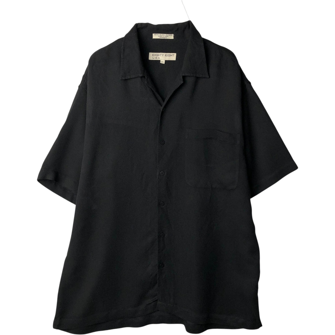 EIGHTY EIGHT Short-Sleeve Open Collar Rayon Shirt, Boxy Shirt, Men's Size M (approx.) Rayon black type Vintage Second Hand
