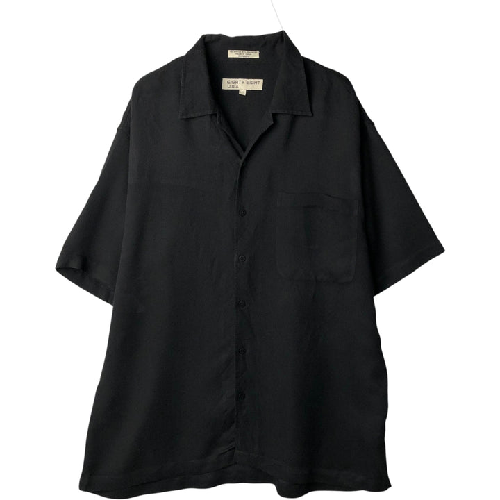 EIGHTY EIGHT Short-Sleeve Open Collar Rayon Shirt, Boxy Shirt, Men's Size M (approx.) Rayon black type Vintage Second Hand