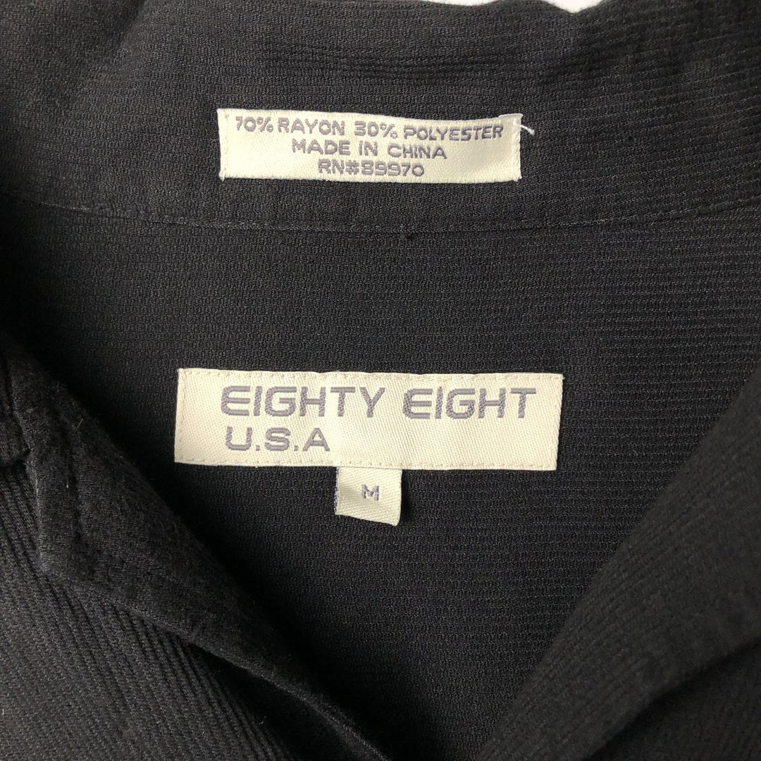 EIGHTY EIGHT Short-Sleeve Open Collar Rayon Shirt, Boxy Shirt, Men's Size M (approx.) Rayon black type Vintage Second Hand