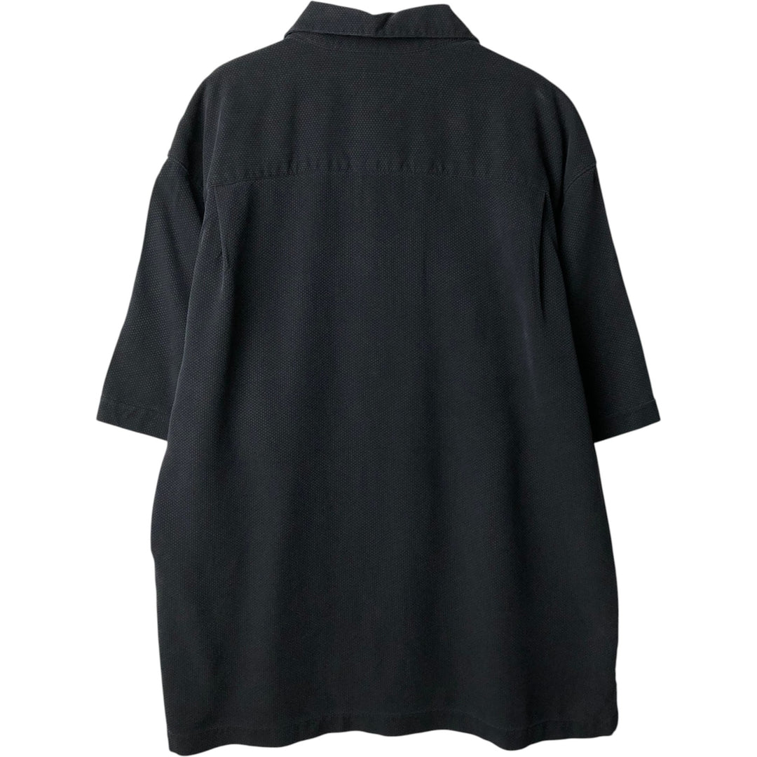 Jamaica Jaxx Short-Sleeve Open-Collar Silk Shirt, Boxy Fit, Men's Size L (approx.) silk black type Vintage Second Hand