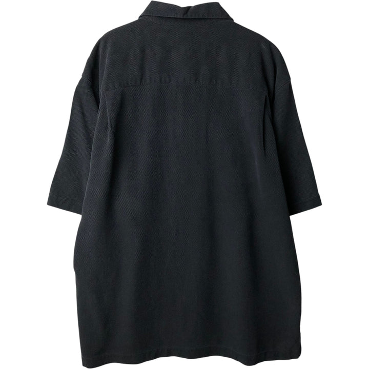 Jamaica Jaxx Short-Sleeve Open-Collar Silk Shirt, Boxy Fit, Men's Size L (approx.) silk black type Vintage Second Hand