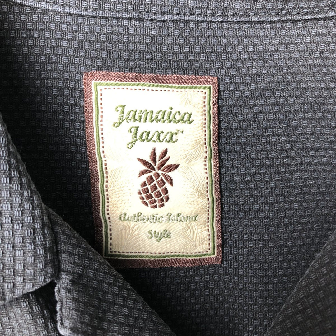 Jamaica Jaxx Short-Sleeve Open-Collar Silk Shirt, Boxy Fit, Men's Size L (approx.) silk black type Vintage Second Hand
