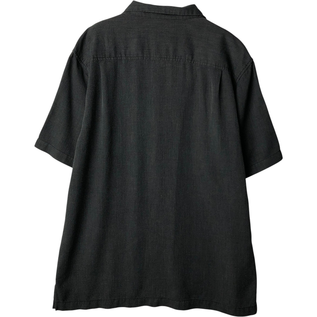 Tommy Bahama short sleeve open collar silk shirt, box shirt, men's size L silk Charcoal Vintage Second Hand