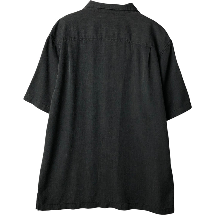 Tommy Bahama short sleeve open collar silk shirt, box shirt, men's size L silk Charcoal Vintage Second Hand